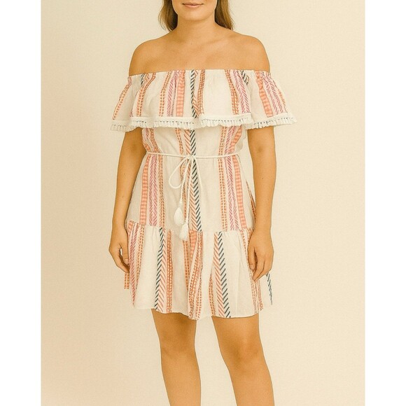 Anthropologie Mazik Beach Boho Vacation Coastal Flare Off The Shoulder Dress - Picture 1 of 10